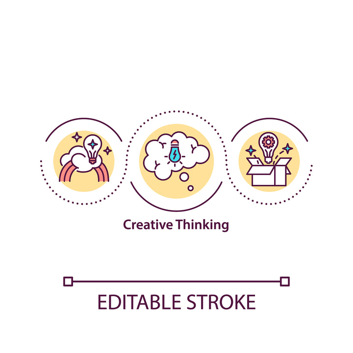 Thinking and creativity concept icons bundle