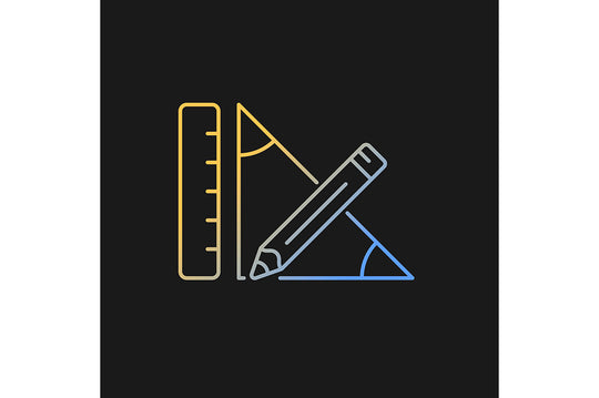 School subjects gradient icons set for dark and light mode