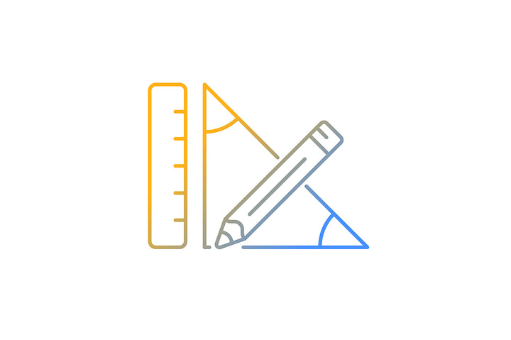 School subjects gradient icons set for dark and light mode