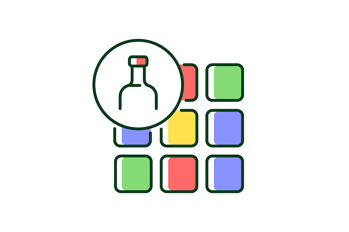 Recycled materials light and dark theme RGB color icons set