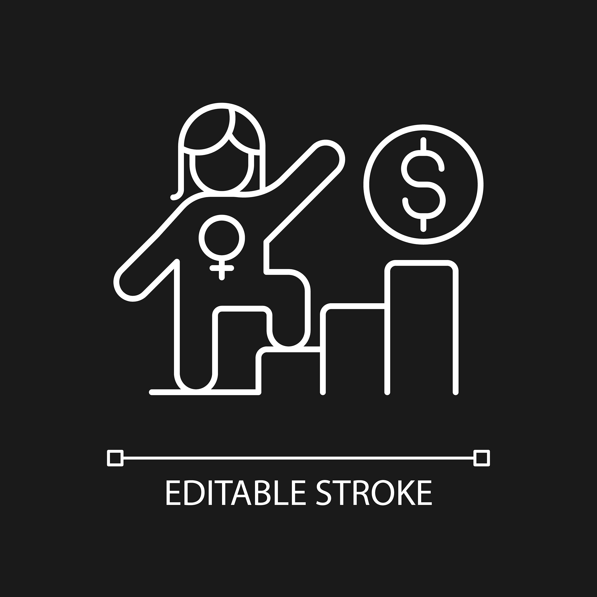 Feminism symbols linear icons set for dark and light mode