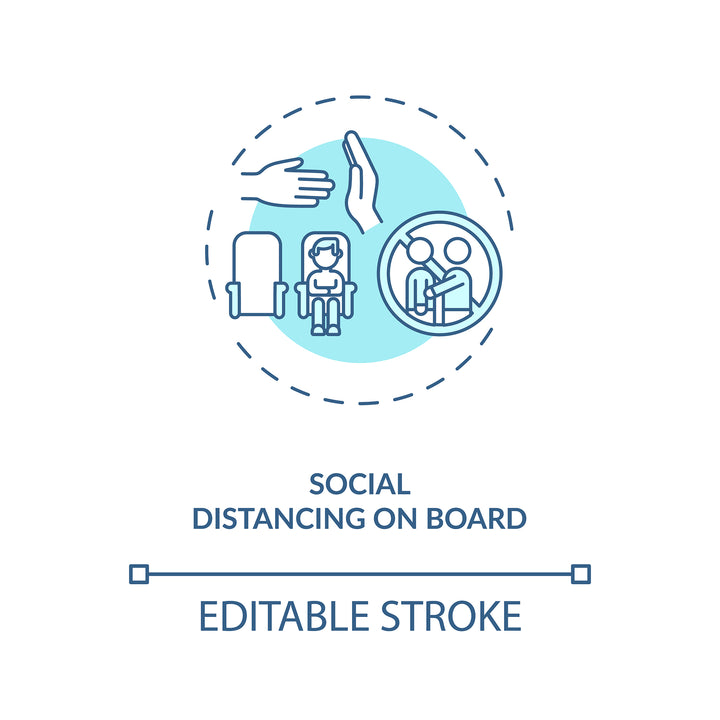 Business travel during coronavirus pandemic concept icons bundle