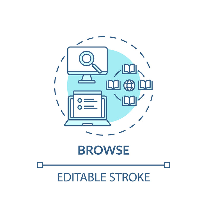 Online library concept icons bundle