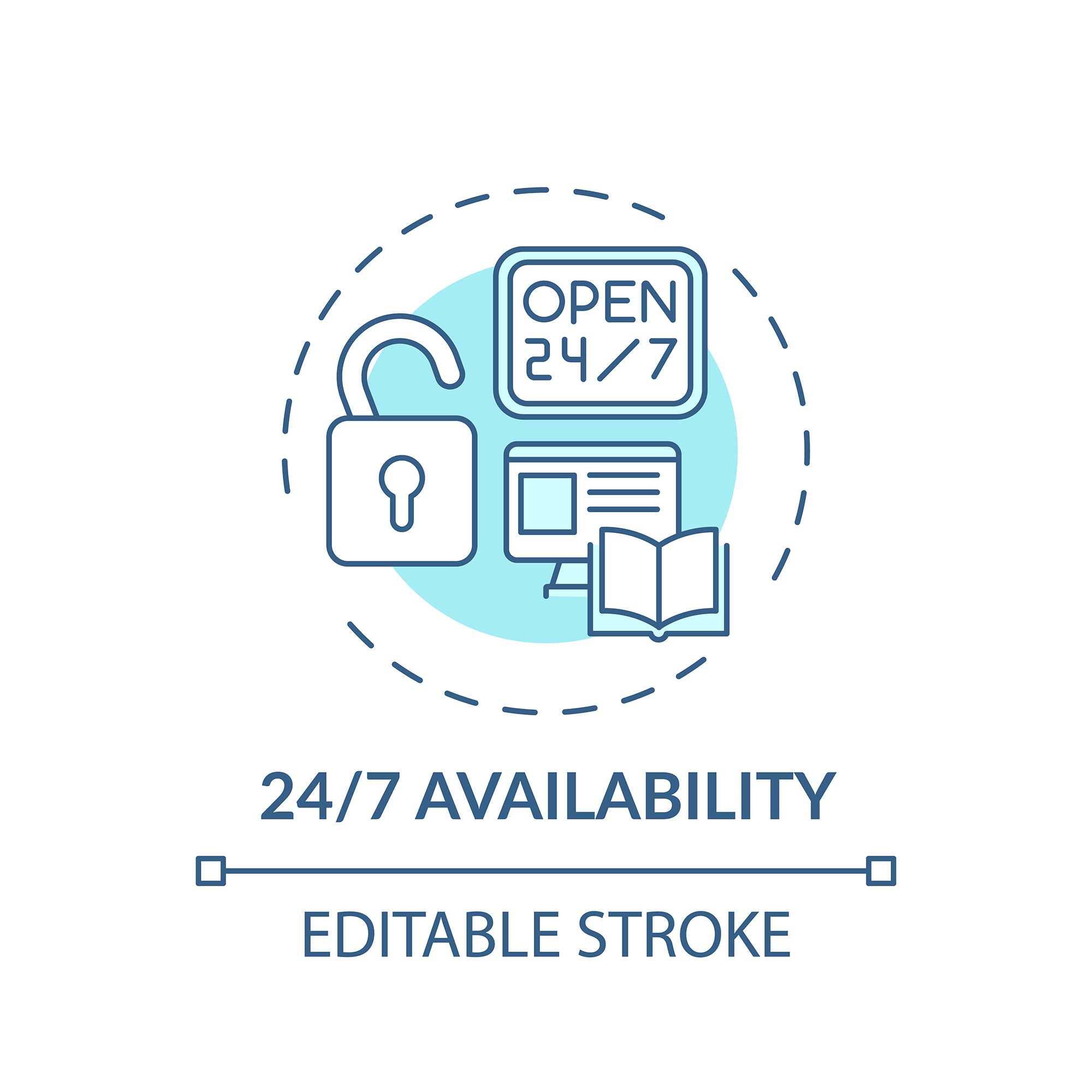 Online library concept icons bundle