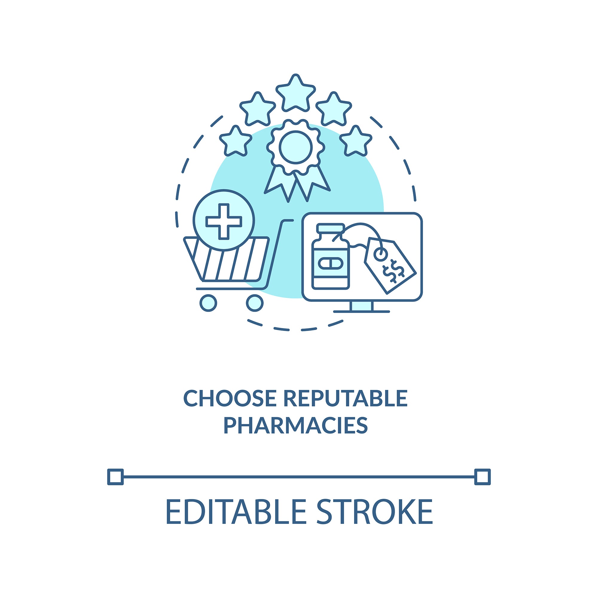 Online pharmacy concept icons bundle