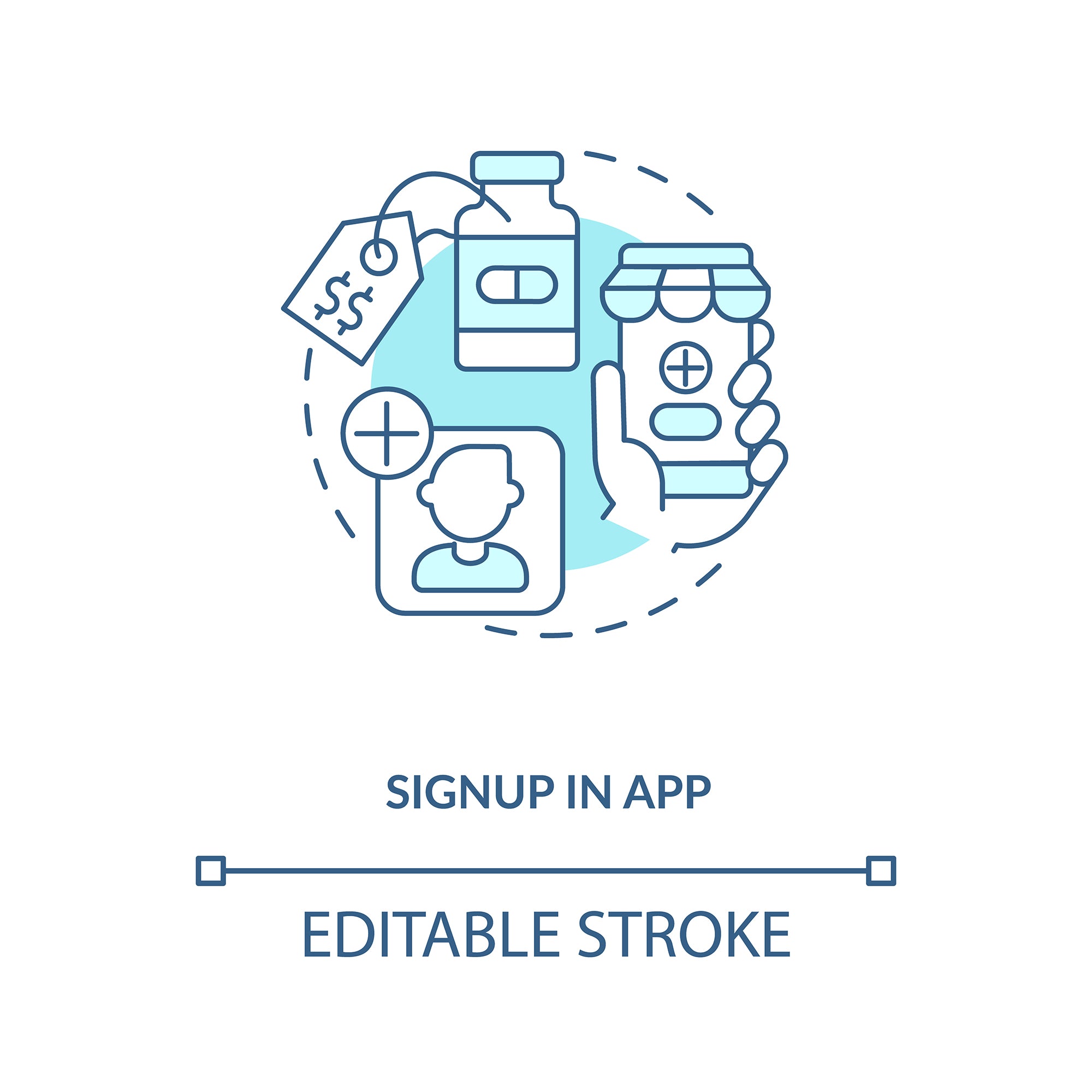 Online pharmacy concept icons bundle