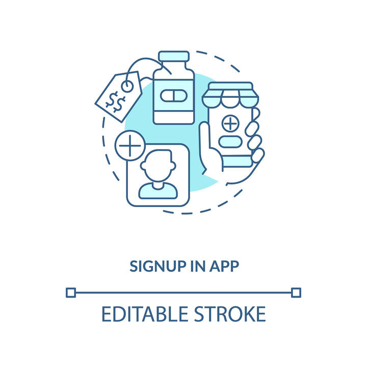 Online pharmacy concept icons bundle