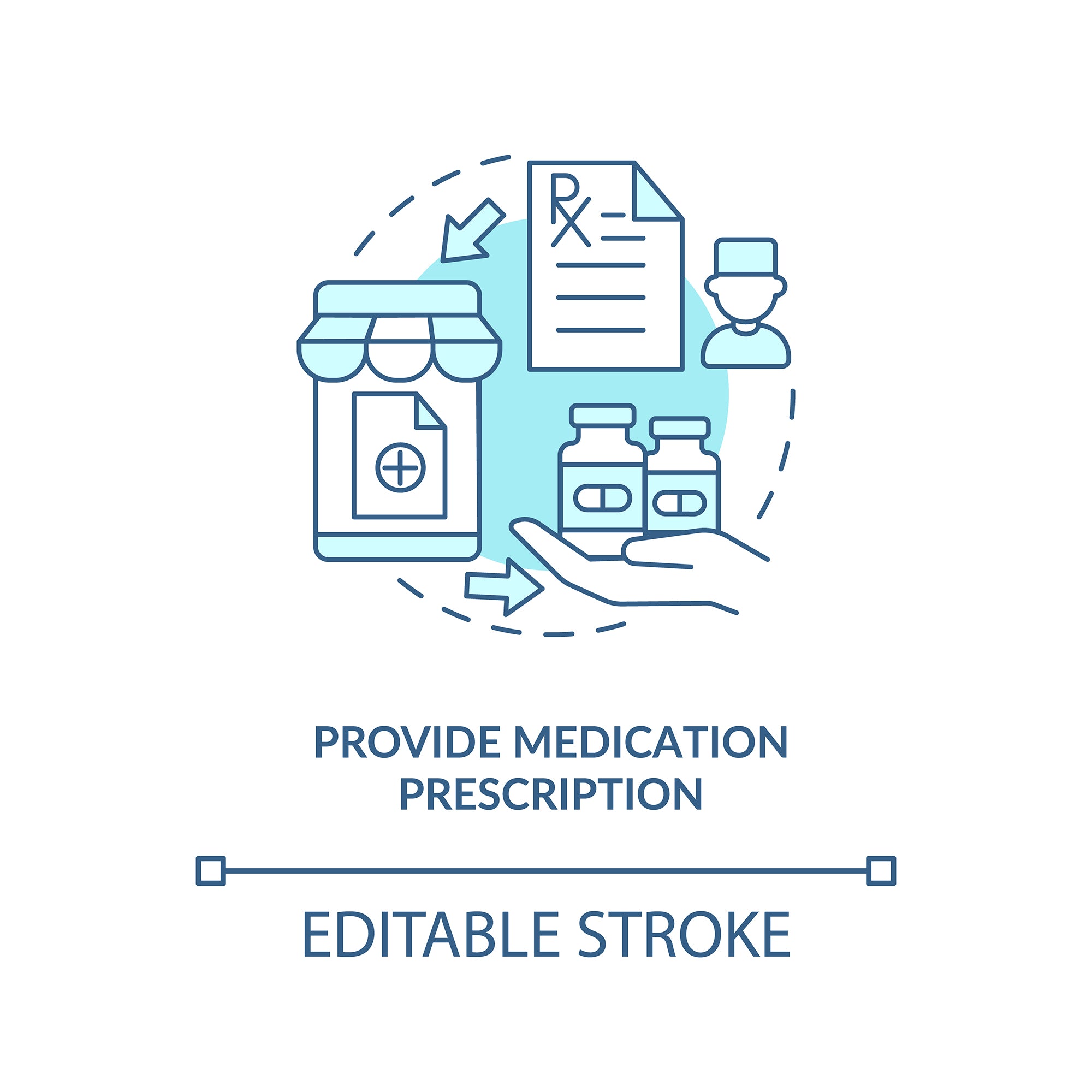 Online pharmacy concept icons bundle
