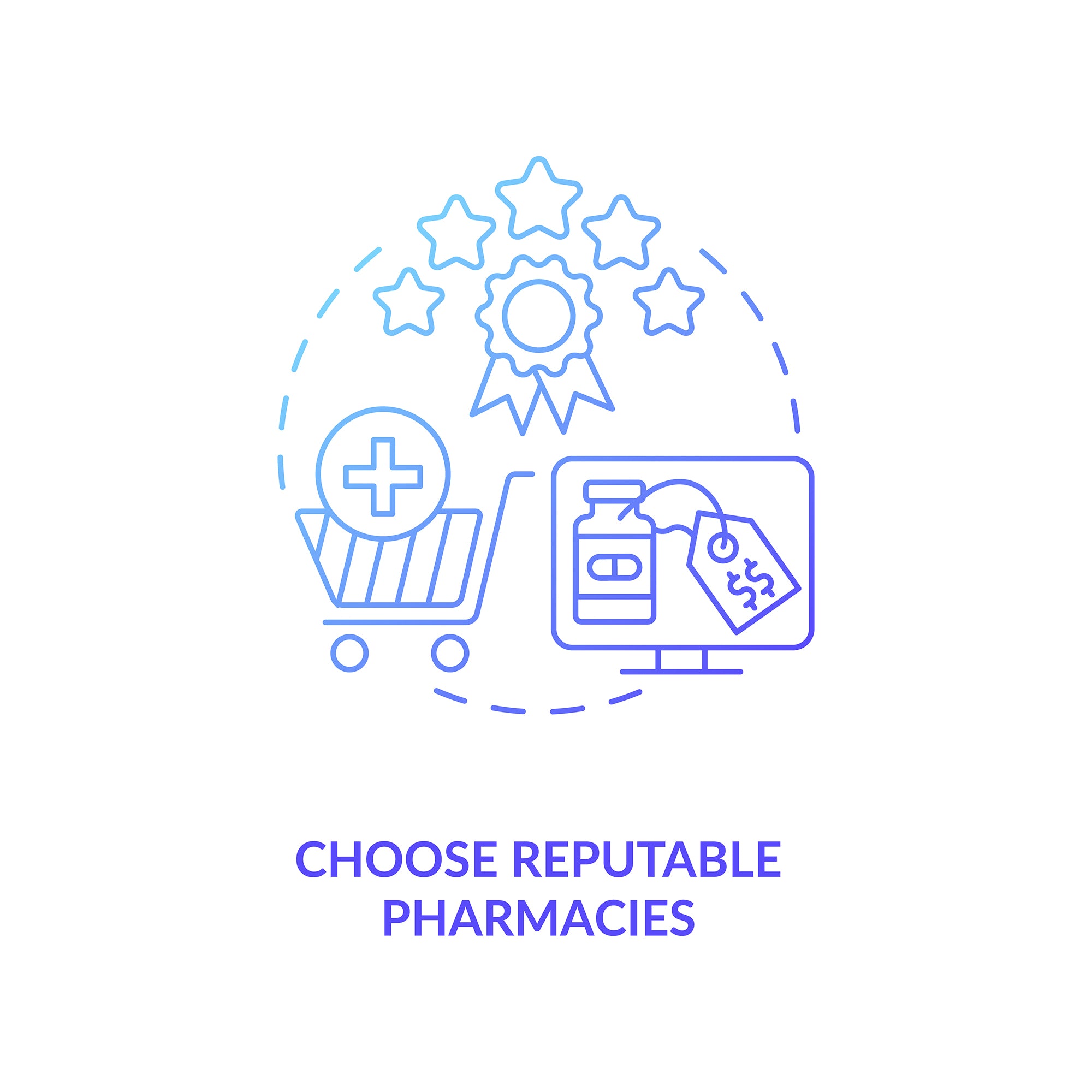Online pharmacy concept icons bundle
