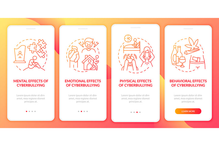 Cyberbullying sources onboarding mobile app page bundle
