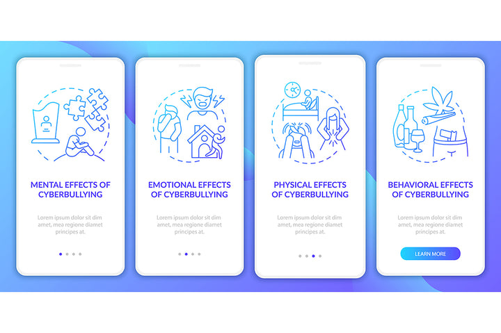 Cyberbullying sources onboarding mobile app page bundle