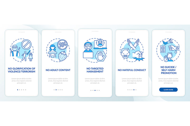 Cyberbullying sources onboarding mobile app page bundle