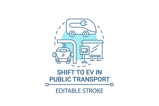 EV introduction round concept icons bundle.