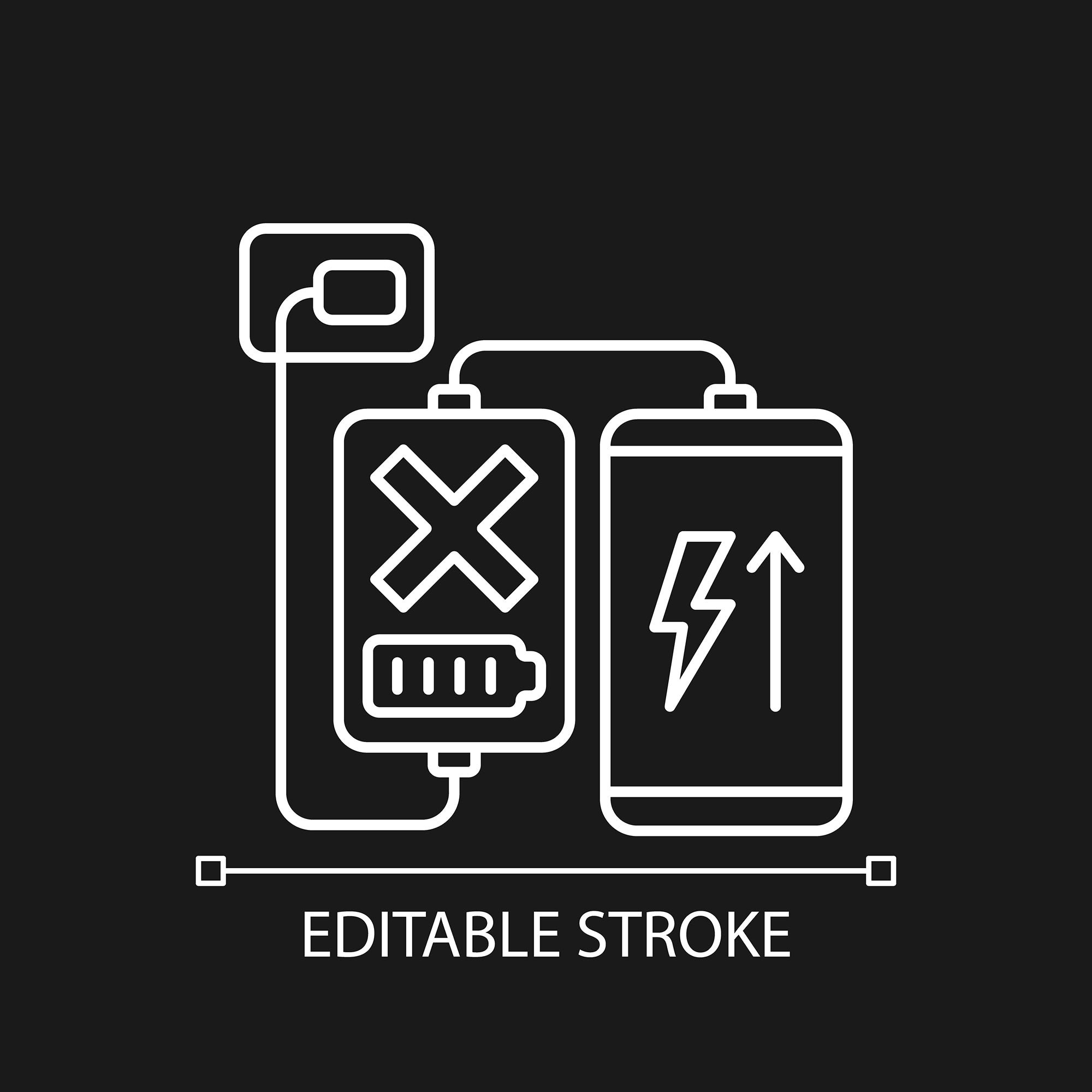 Power bank usage linear manual label icons set