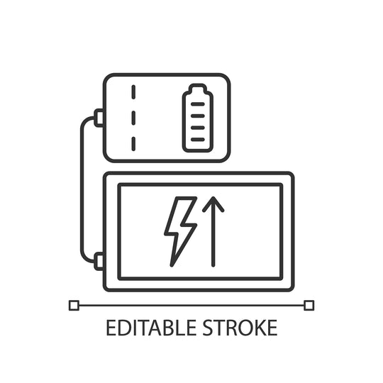 Power bank usage linear manual label icons set