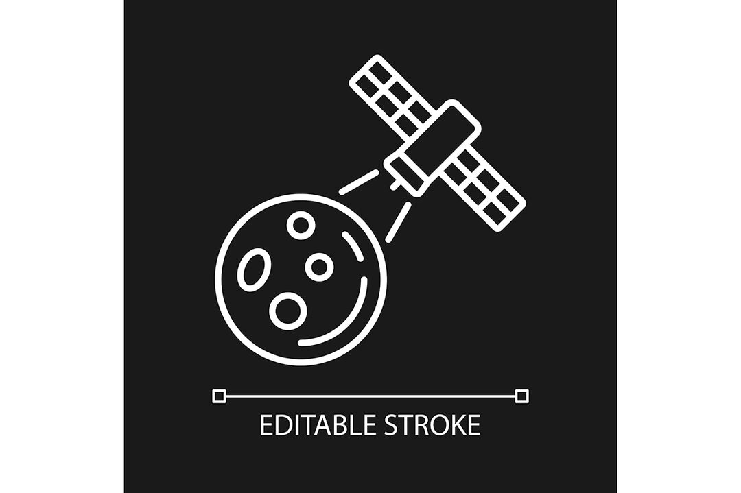 Satellites types linear icons set for dark and light mode