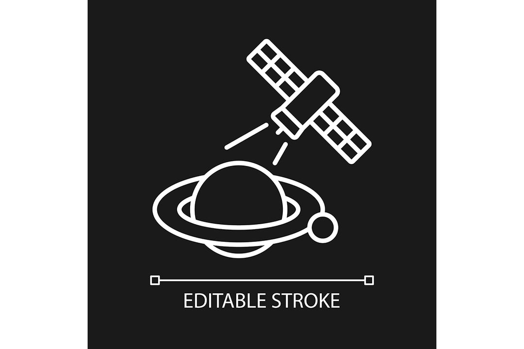 Satellites types linear icons set for dark and light mode