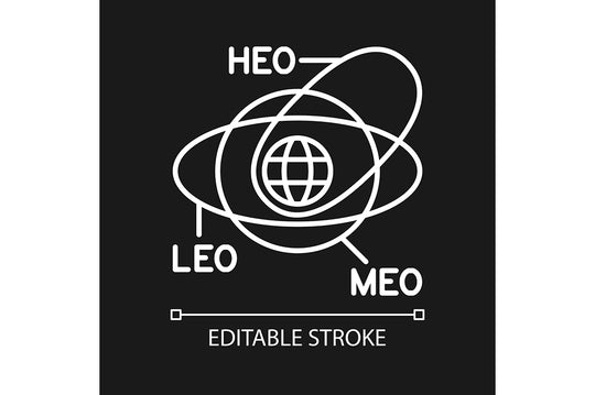 Satellites types linear icons set for dark and light mode