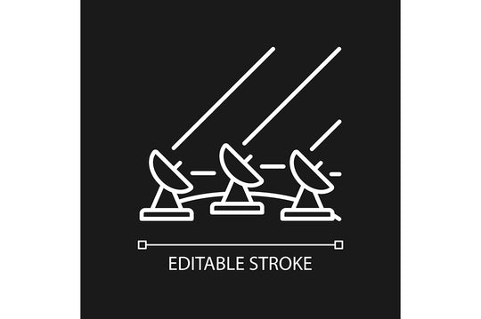 Satellites types linear icons set for dark and light mode