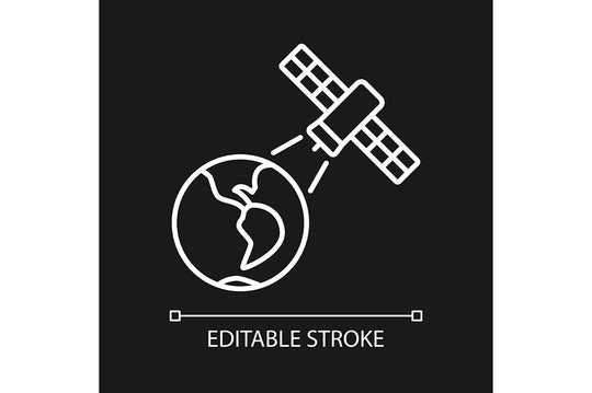 Satellites types linear icons set for dark and light mode