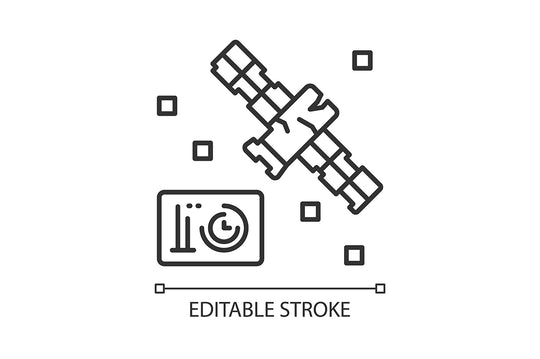 Satellites types linear icons set for dark and light mode