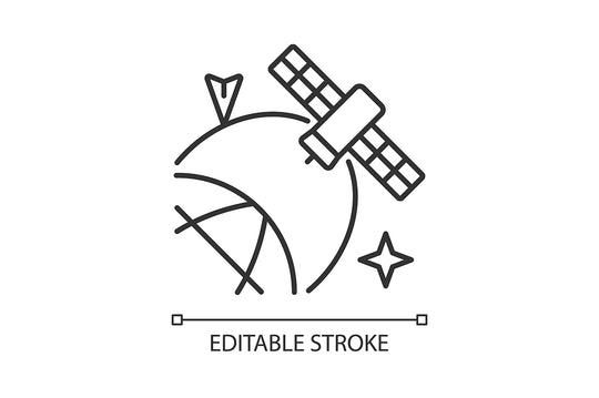Satellites types linear icons set for dark and light mode