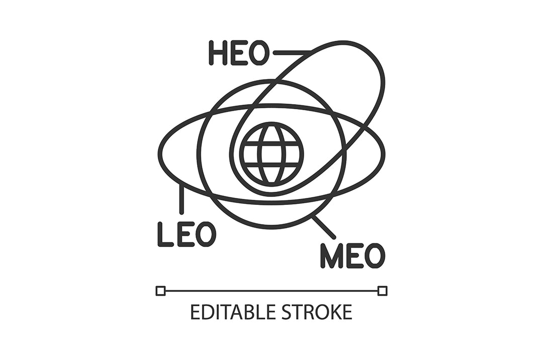Satellites types linear icons set for dark and light mode