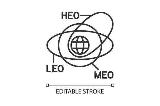 Satellites types linear icons set for dark and light mode