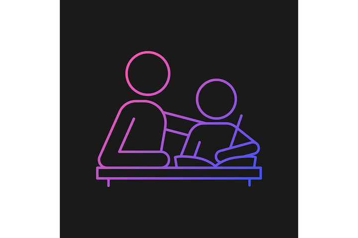 Parent and child interaction gradient icons set for dark and light mode
