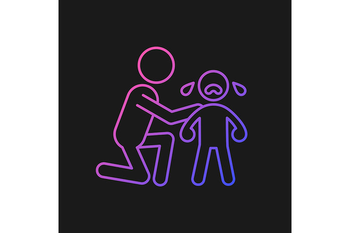 Parent and child interaction gradient icons set for dark and light mode