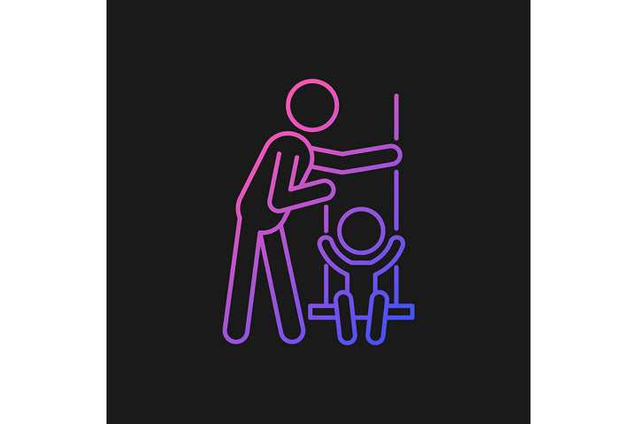 Parent and child interaction gradient icons set for dark and light mode