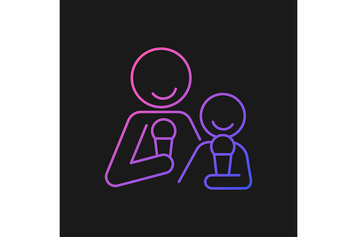 Parent and child interaction gradient icons set for dark and light mode