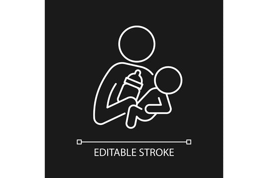 Parent and child interaction linear icons set for dark and light mode