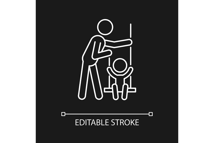 Parent and child interaction linear icons set for dark and light mode