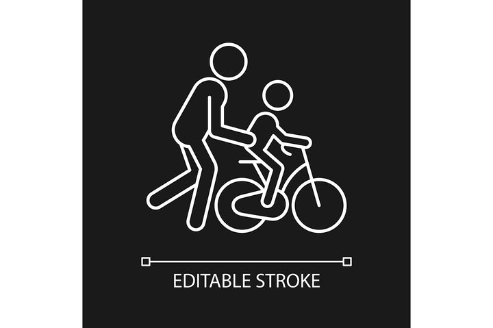 Parent and child interaction linear icons set for dark and light mode