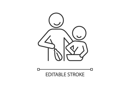 Parent and child interaction linear icons set for dark and light mode