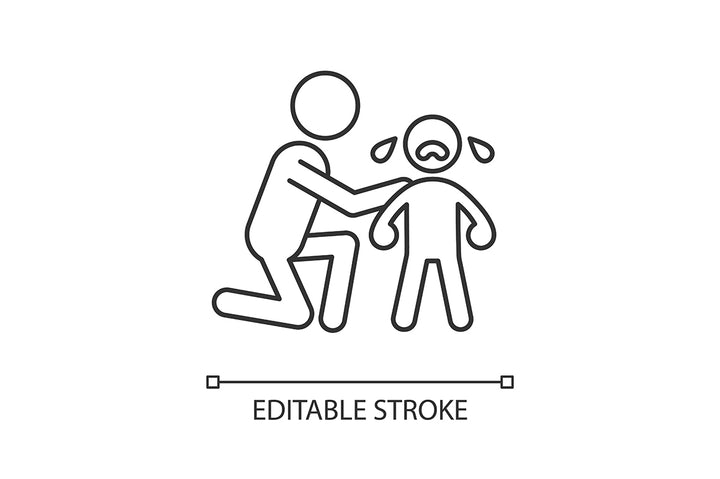 Parent and child interaction linear icons set for dark and light mode
