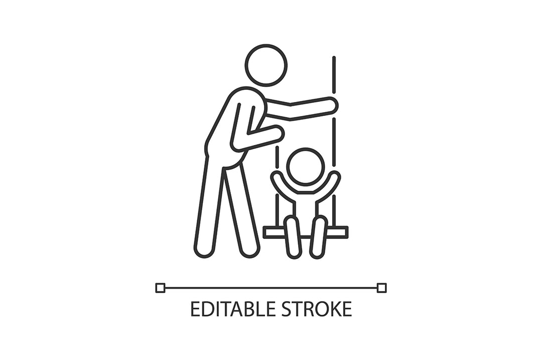 Parent and child interaction linear icons set for dark and light mode