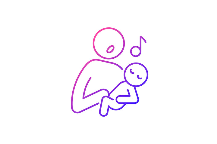 Parent and child interaction gradient icons set for dark and light mode