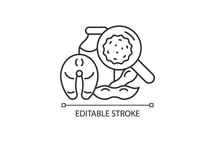 Food testing linear icons set for dark and light mode