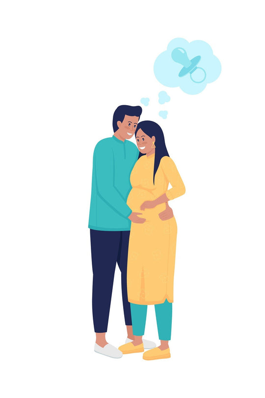 Parents expecting baby 2D vector isolated illustration set