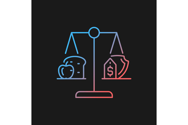 Hunger and food security gradient icons set for dark and light mode
