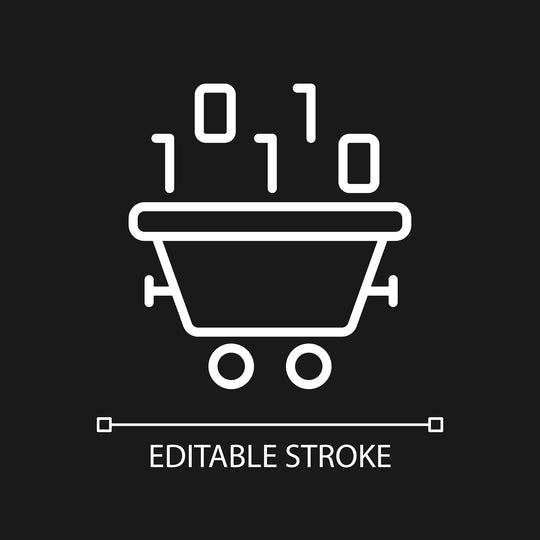 Data mining linear pixel perfect icons set for dark and light mode