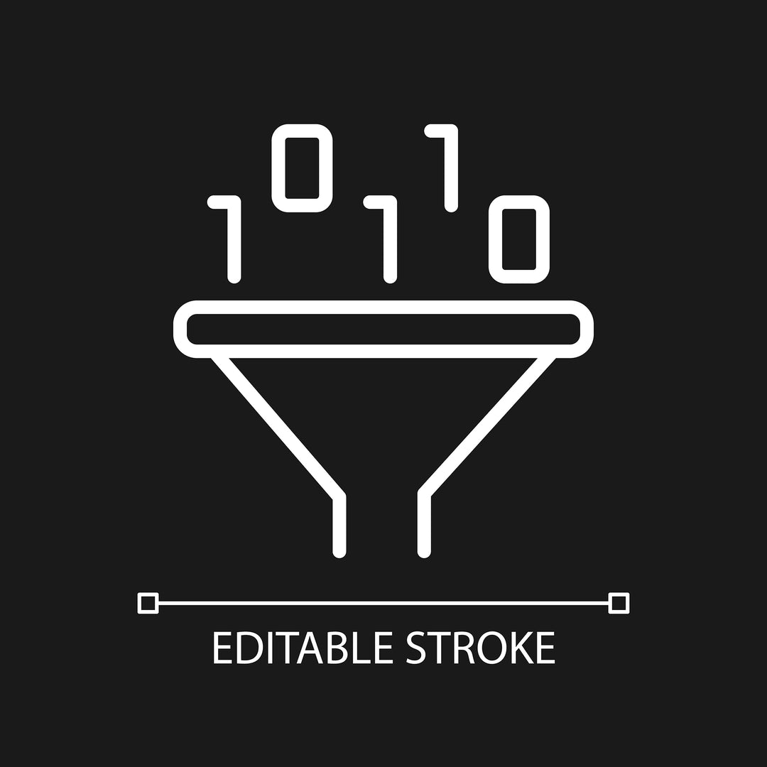 Data mining linear pixel perfect icons set for dark and light mode