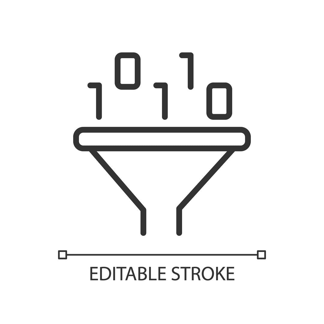 Data mining linear pixel perfect icons set for dark and light mode