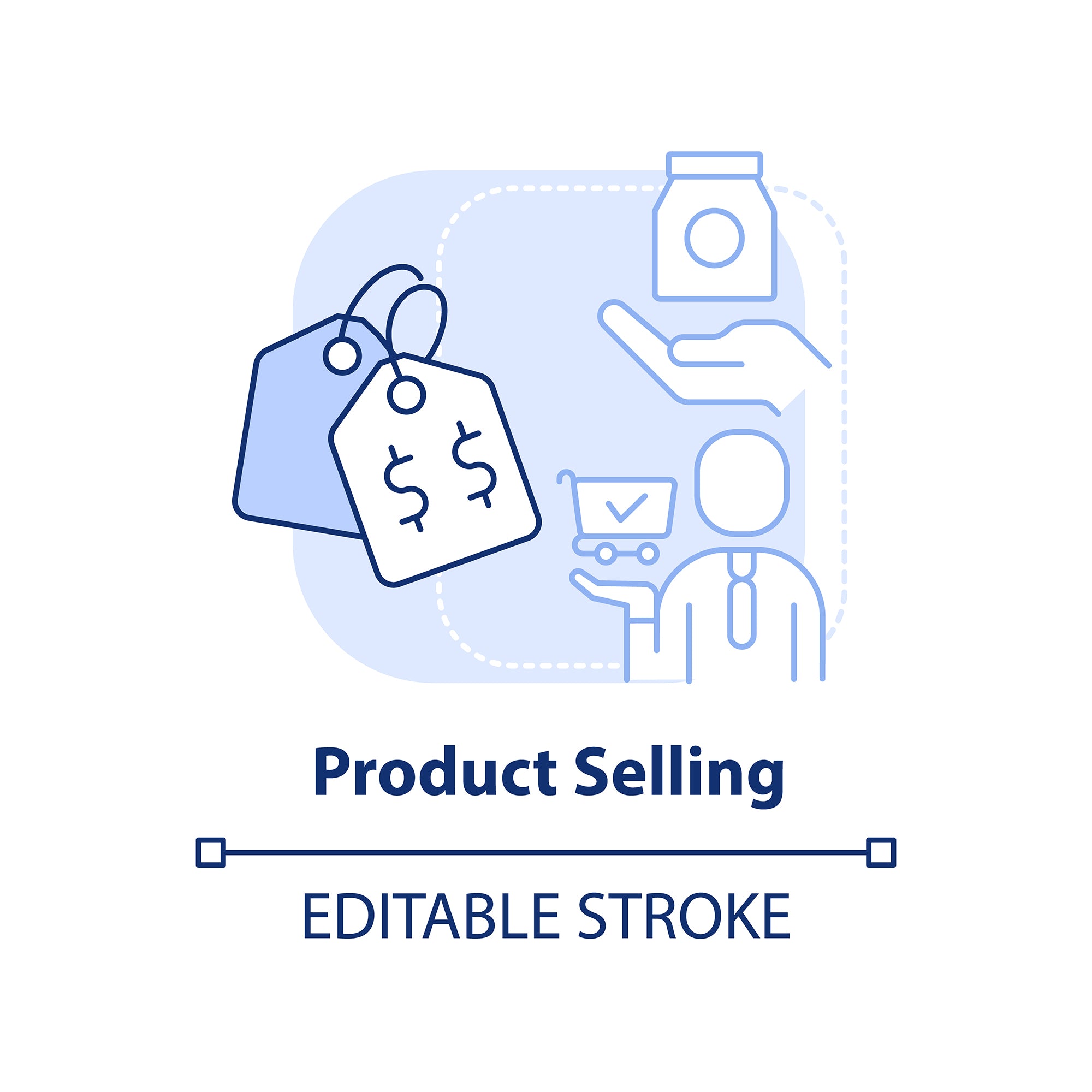 Sales trends blue concept icons bundle