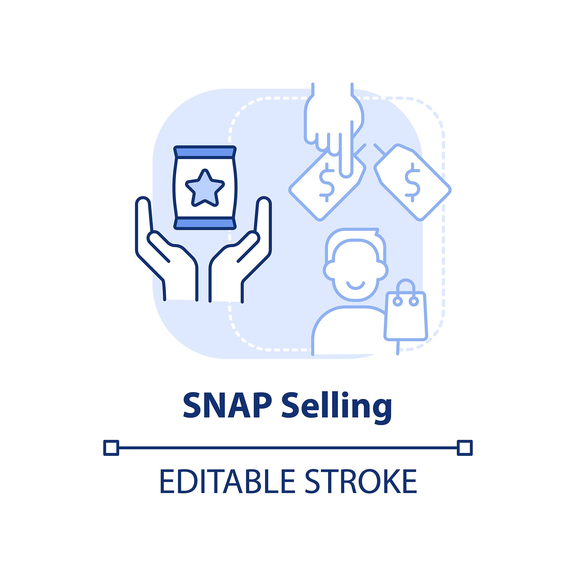 Sales trends blue concept icons bundle
