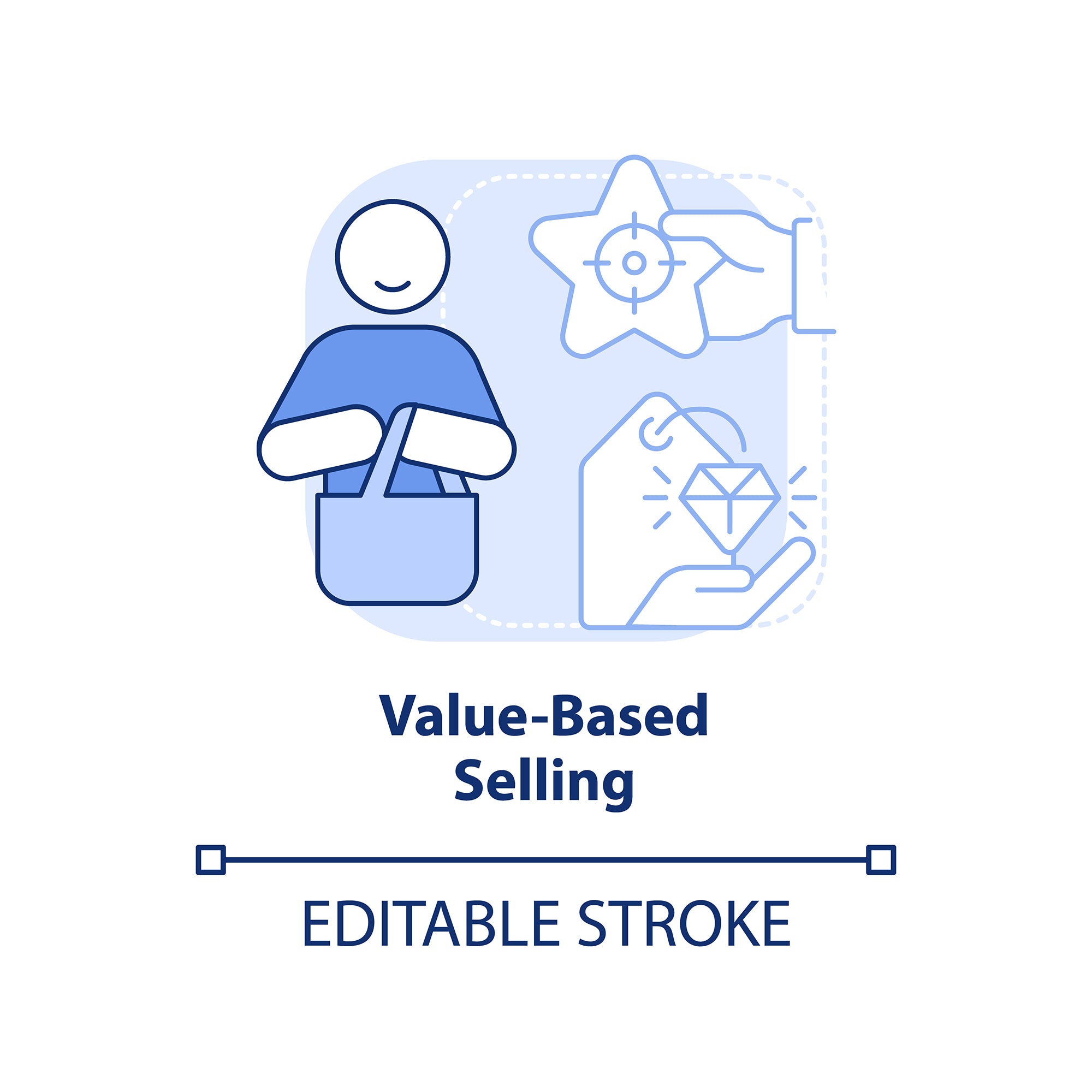 Sales trends blue concept icons bundle