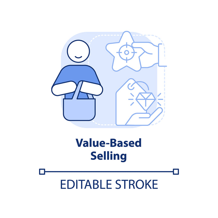 Sales trends blue concept icons bundle