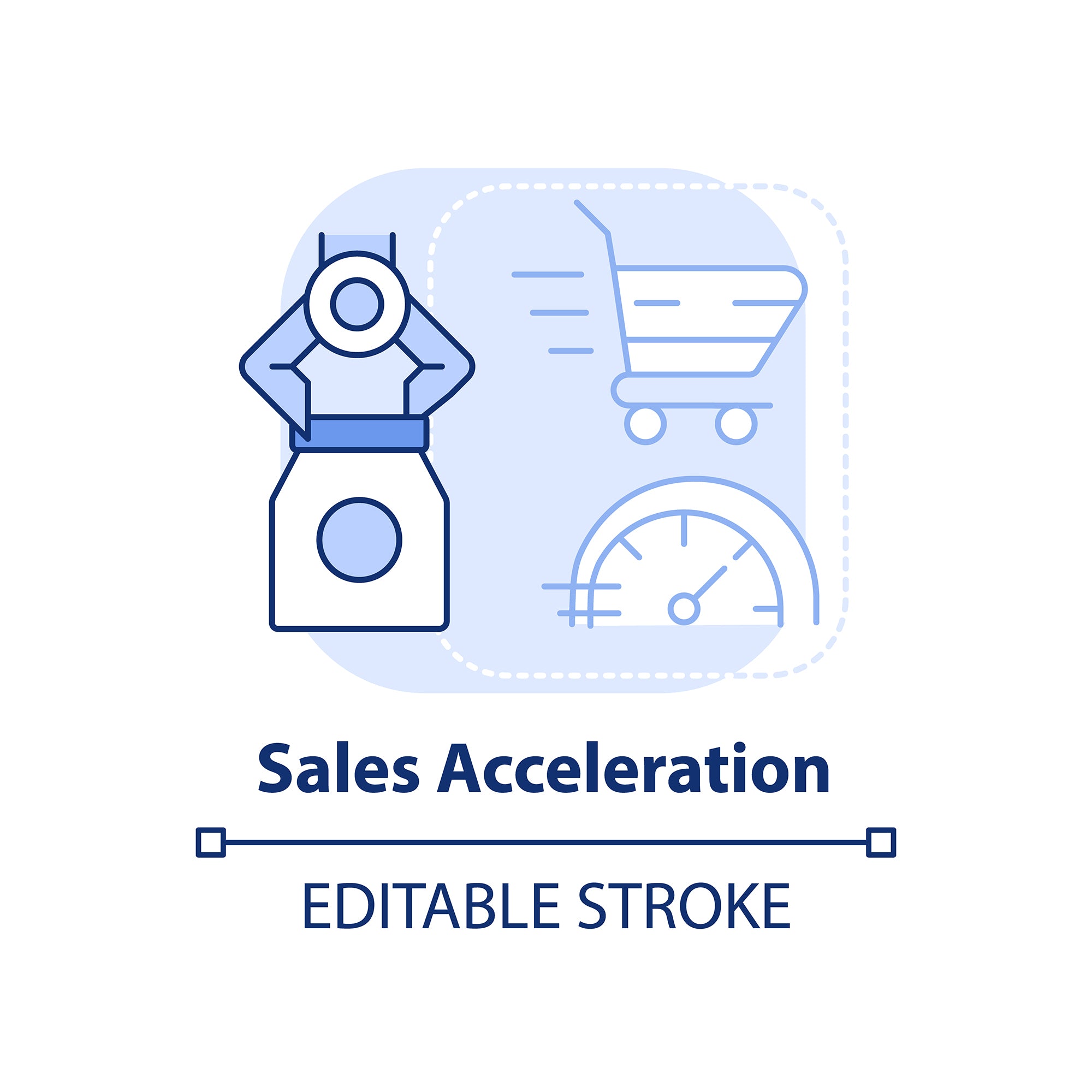 Sales trends blue concept icons bundle